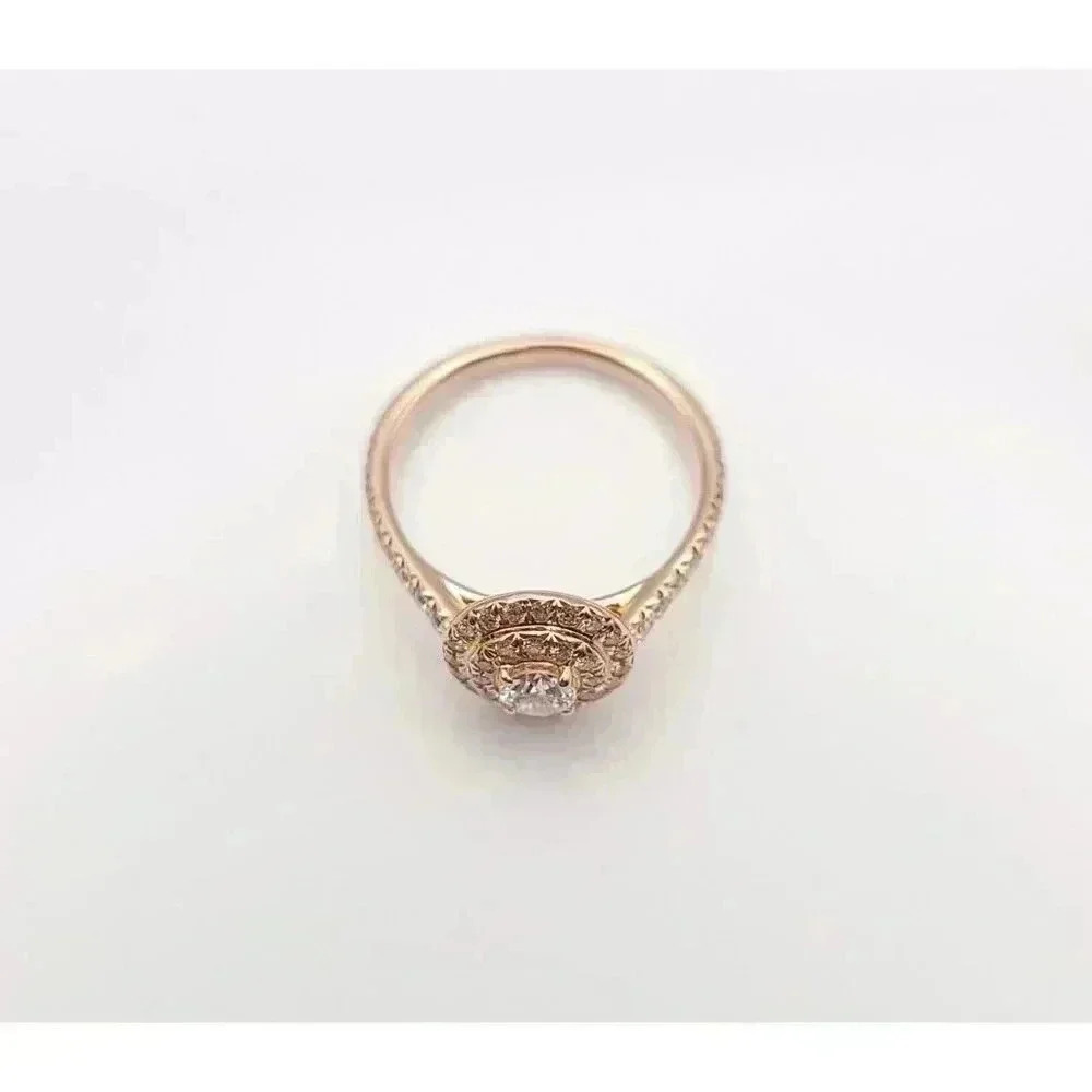 Tiffany & Co 18kt Rose Gold Soleste Diamond Halo Engagement Ring Size 4.5 - Picture 11 of 11